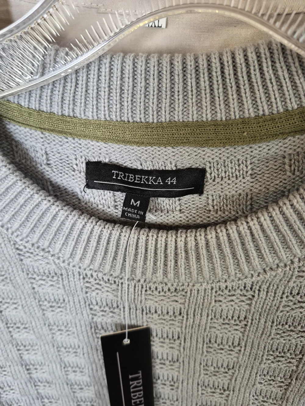 The Original Penguin Men's Light Gray Cable Crewneck Sweater Bin 37